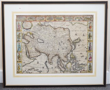 Asia - John Speed (1552-1629), Asia with the lands adjoyning described, the atire of the people and townes of importance all of them newly augmented by J.S., Ano Dom: 1626, George Humble, hand coloured engraved ‘carre-a-